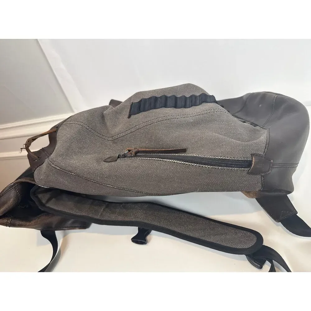 VAEL Rucksack Distressed Leather Canvas Backpack Copper Hardware